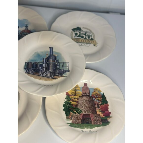 VTG Pfaltzgraff  1999 York County PA 250th Anniversary Plates 8" Set of 5 - Picture 3 of 7